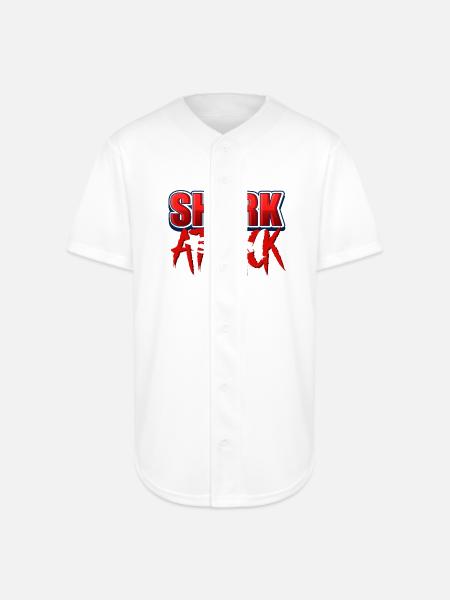 Shark Attack Bold Graphic - Full Button Jersey - white