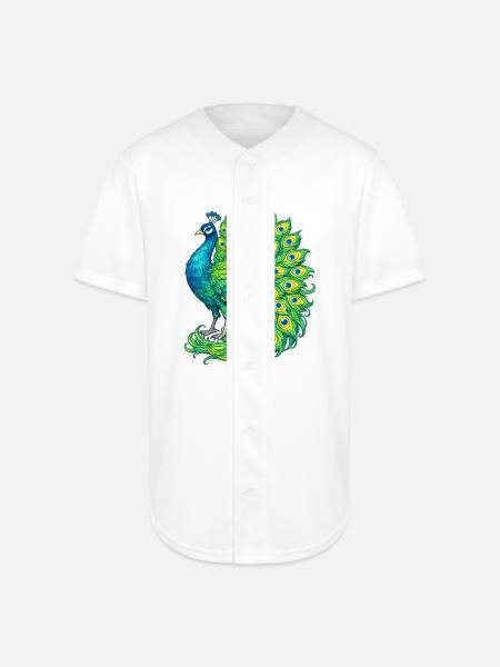 Vivid Peacock Cascade - Full Button Jersey - white