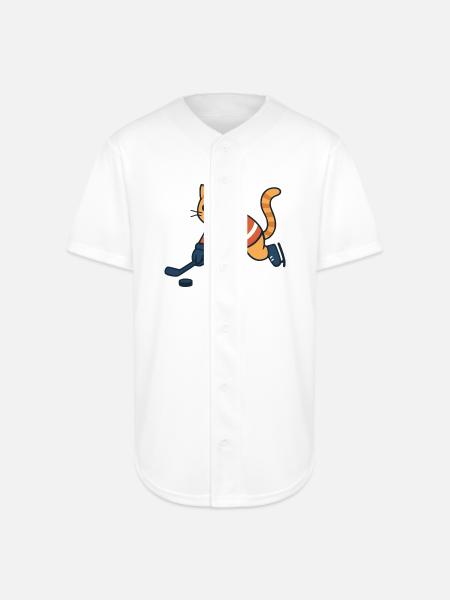 Ice Hockey Cat - Full Button Jersey - white