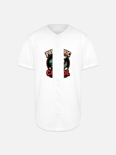 Prehistoric Carpool Service - Full Button Jersey - white