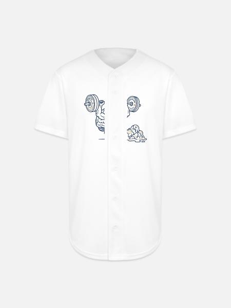 Brain Gains Lifting Weights - Full Button Jersey - white