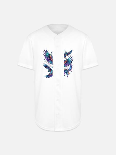 Fantastical birds in flight - Full Button Jersey - white