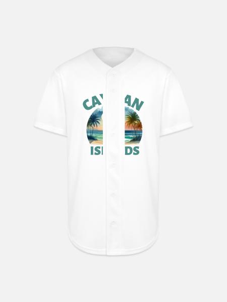 Cayman Islands Sunset Beach - Full Button Jersey - white