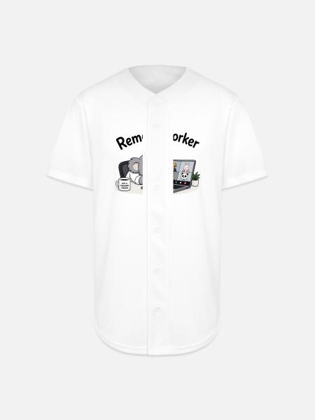Remote Worker - Full Button Jersey - white
