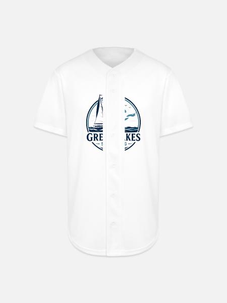 Great Lakes Sailing Logo - Full Button Jersey - white