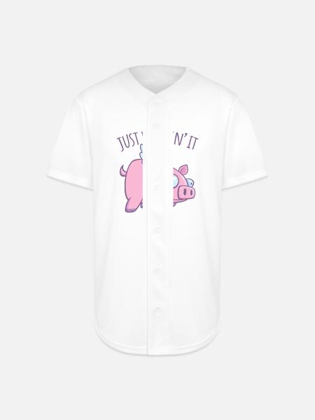 Just Wingin’ It Derpy Flying Pig - Full Button Jersey - white
