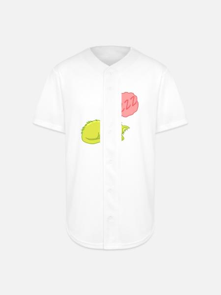Lime Neon Sleepy Cat - Full Button Jersey - white