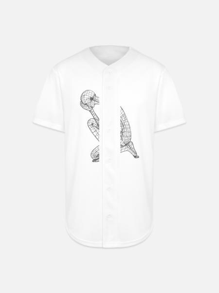 Kneeling Wireframe Figure - Full Button Jersey - white