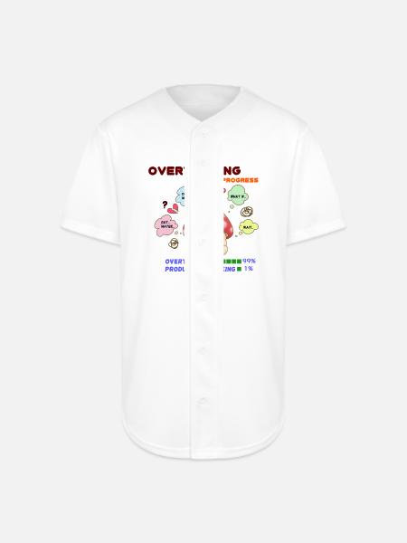 Overthinking Mushroom In Progress - Full Button Jersey - white