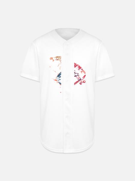 Skateboarder Comic Style - Full Button Jersey - white