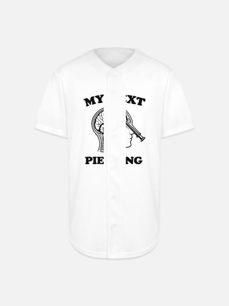 My Next Piercing Lobotomy - Full Button Jersey - white