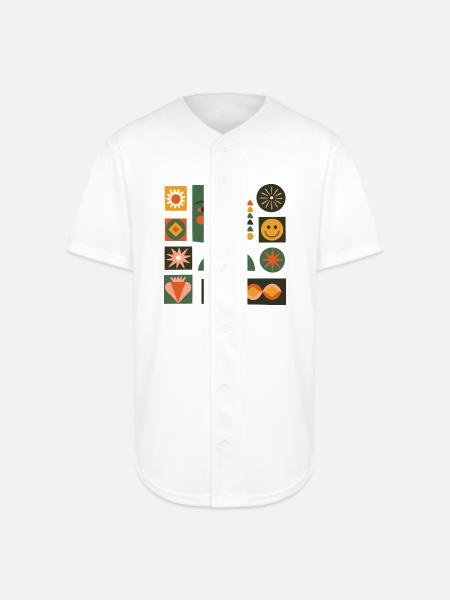 Dual-Tone Geometric Portrait - Full Button Jersey - white