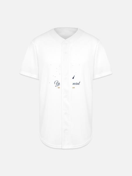 Elegant E with Gold Flourish - Full Button Jersey - white