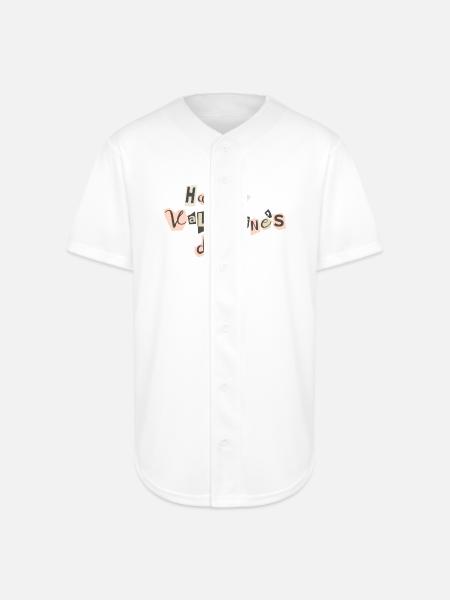 Valentine's Day Collage Letter Print - Full Button Jersey - white