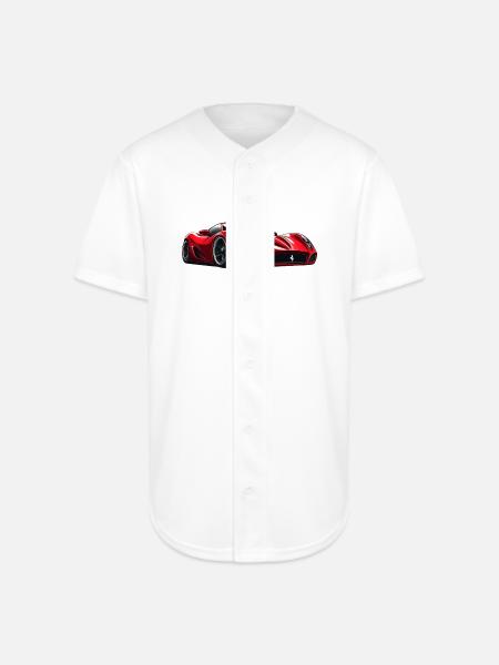 Crimson Velocity Sports Car - Full Button Jersey - white