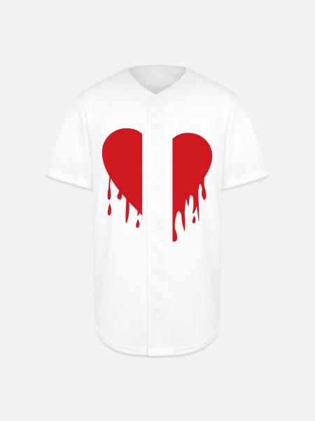 Broken heart - Full Button Jersey - white