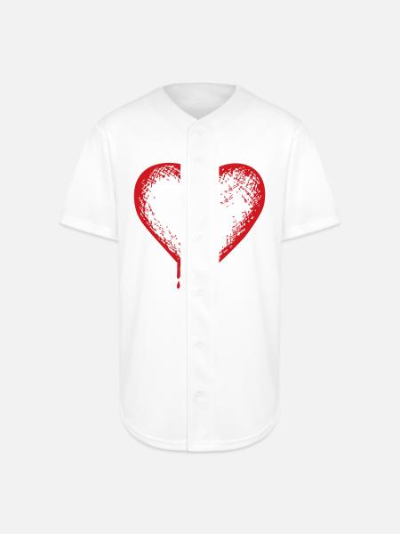 Broken heart - Full Button Jersey - white