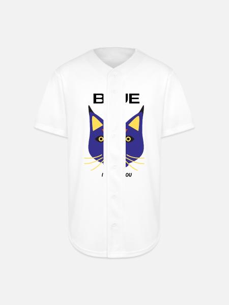 Blue Cat Face Pop Art - Full Button Jersey - white
