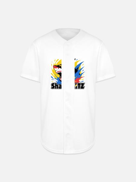 Neon Shark Splash Sunglasses Tee - Full Button Jersey - white