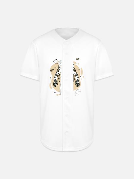 Cosmic Skull Astronaut - Full Button Jersey - white