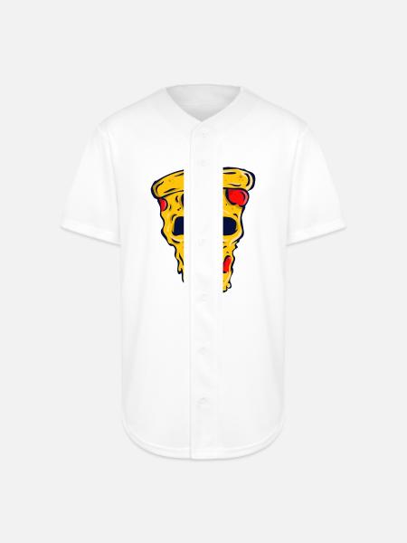 Neon Skull Pizza Slice - Full Button Jersey - white