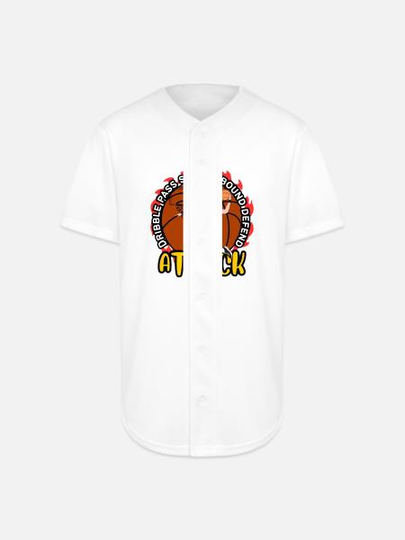 Flame Dunk Attack Basketball - Full Button Jersey - white