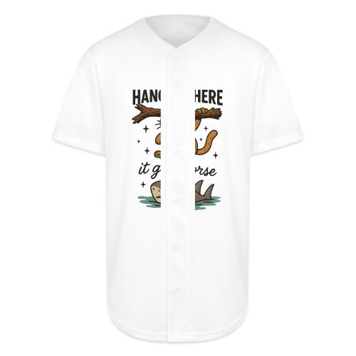 Funny Hang in There, It Gets Worse Cat and Shark - Full Button Jersey