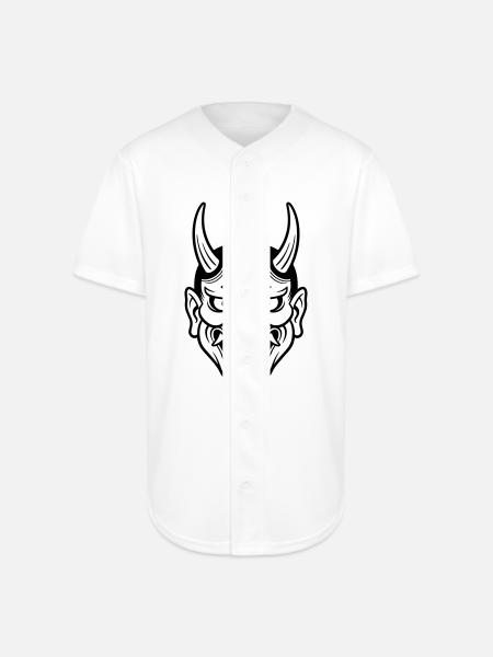 japanese demon mask - Full Button Jersey - white