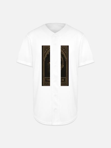 The Mirror Tarot Card Art - Full Button Jersey - white