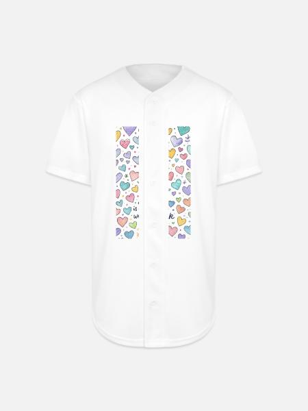 Love Speaks Hearts Pattern - Full Button Jersey - white