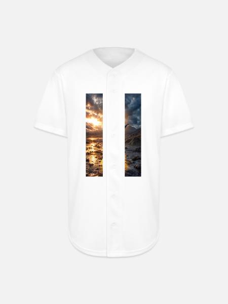 Dino at Sunset Shore - Full Button Jersey - white