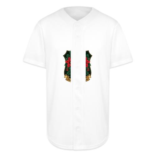 Poinsettia Crest T-Shirt - Full Button Jersey