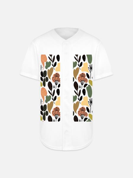 Rustic Botanical Floral Pattern - Full Button Jersey - white