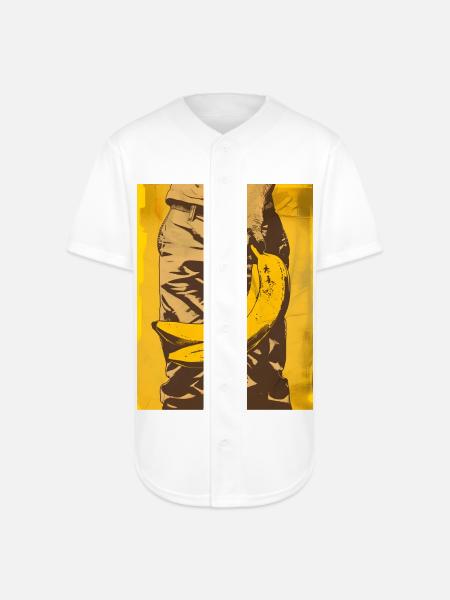 Banana Pop Art Silhouette - Full Button Jersey - white