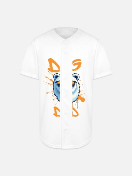 Dog Dad Graffiti Bear funny dogs  - Full Button Jersey - white