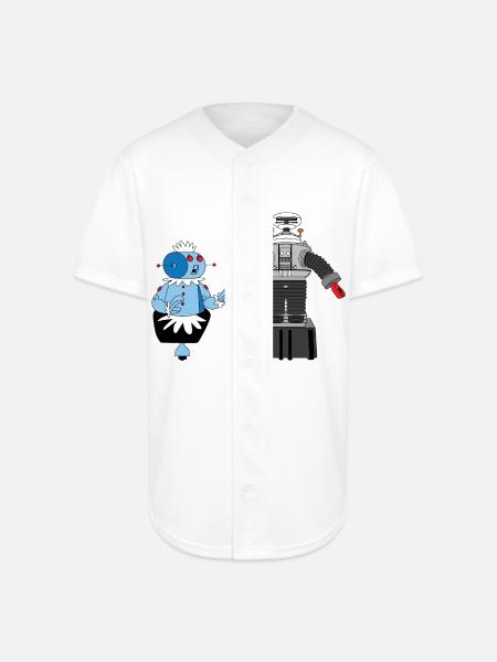 Rosie and Lost in Space Robot - Full Button Jersey - white
