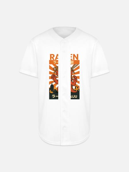 Ramen Kaiju Inferno - Full Button Jersey - white