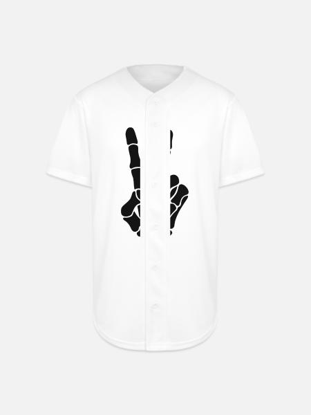 Skeleton Hand Rock On Silhouette - Full Button Jersey - white