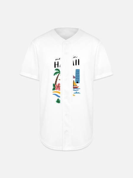 Hawaii Adventure Summer Tee - Full Button Jersey - white