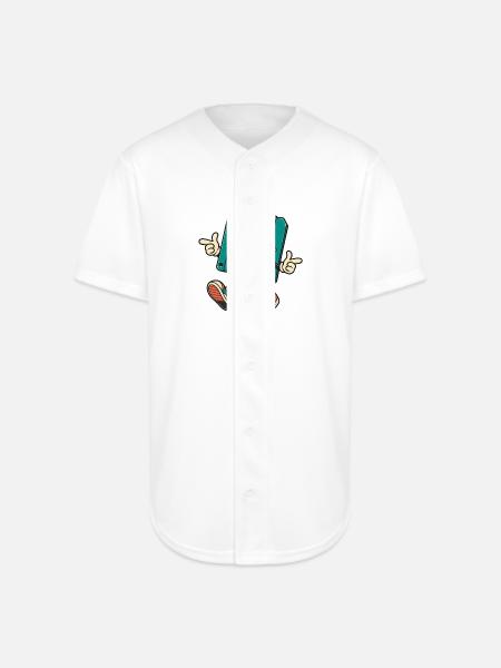 Retro Disk Mascot with Sunglasses - Full Button Jersey - white