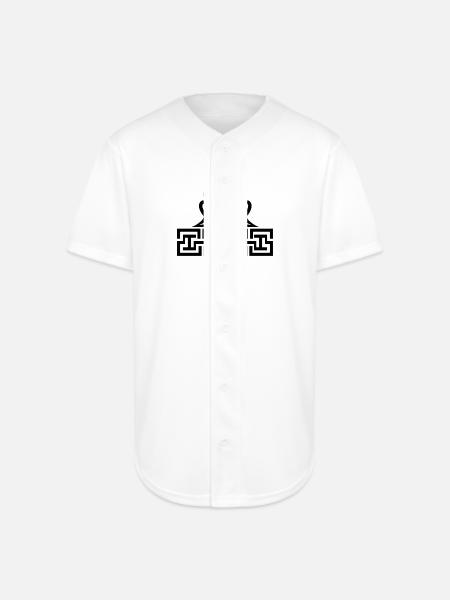 Twin Glyphs and Maze Motif - Full Button Jersey - white