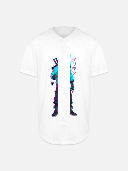Neon Shinobi Cyan - Full Button Jersey - white