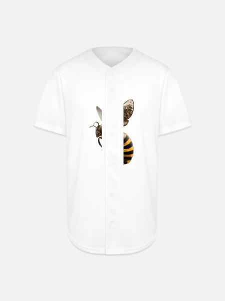 Golden mandala bee art - Full Button Jersey - white