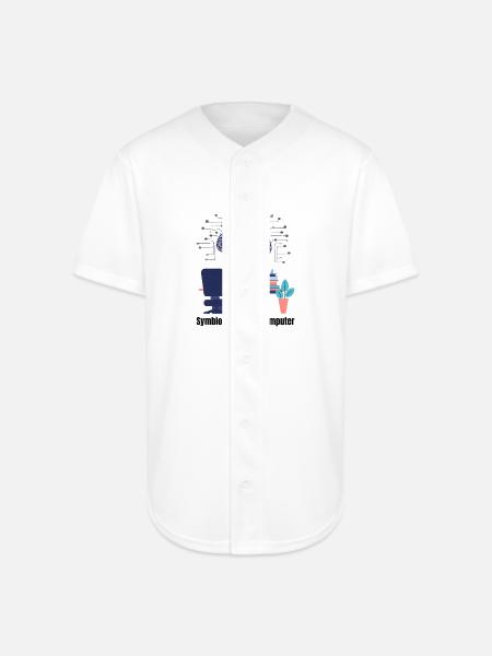 Brain and computer - Full Button Jersey - white