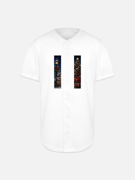 Snowlit Christmas Village - Full Button Jersey - white