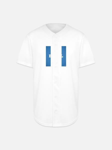 Bull Bold on Blue - Full Button Jersey - white