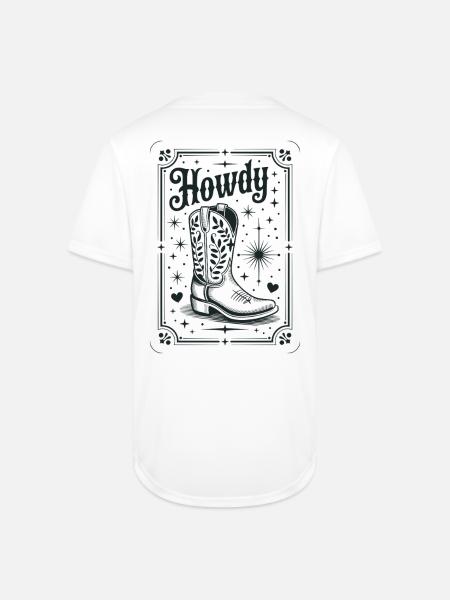 Howdy Boots Western Night - Full Button Jersey - white