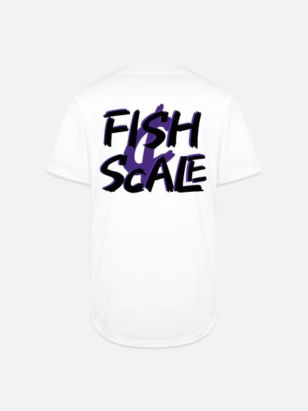 Purple Fish Sale Brush Art - Full Button Jersey - white