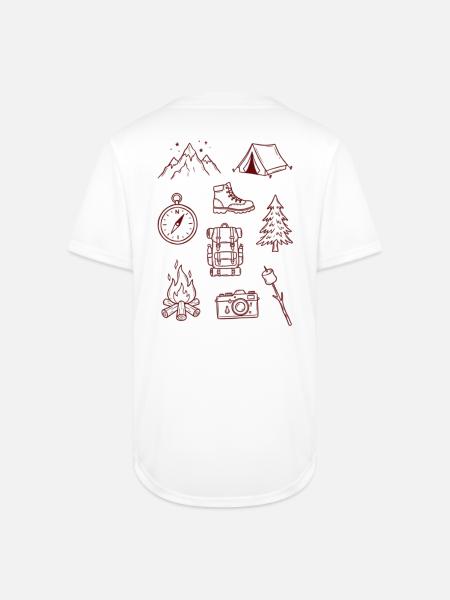 Adventure Enthusiast Camping Doodle Collage - Full Button Jersey - white