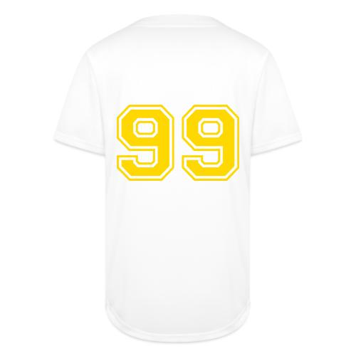 Number 99 in a classic athletic collegiate font - Full Button Jersey